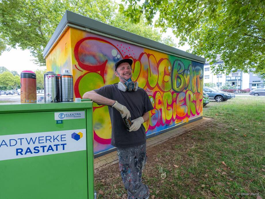 Graffiti-Workshop in Rastatt: Trafostation am Festplatz wird bunt