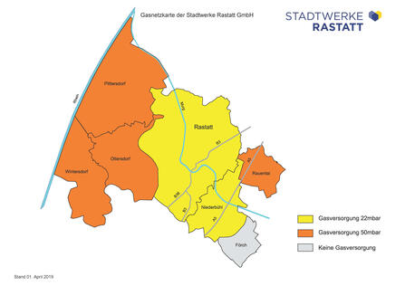 Gasnetzkarte der Stadtwerke Rastatt GmbH