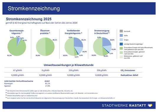 Stromkennzeichnung Stadtwerke Rastatt 2024